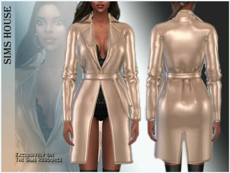 Women’s Leather Coat By Sims House 1 Women’s Leather Coat By Sims House Sims 4 CC