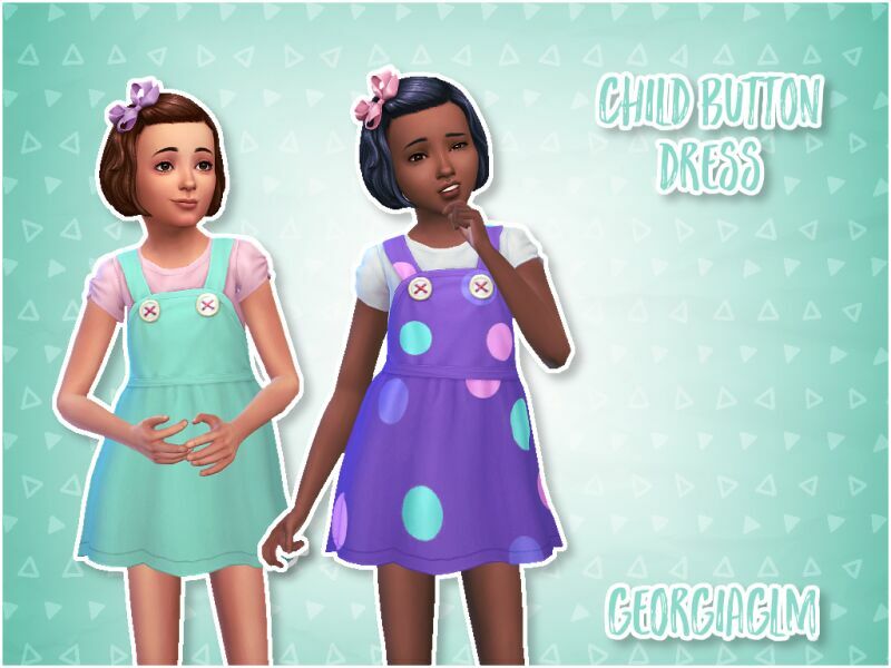 Child Button Dress By Georgiaglm 1 Child Button Dress By Georgiaglm Sims 4 CC
