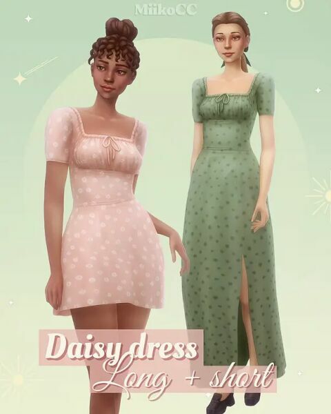 Daisy Dress (Long + Short) By Miiko 1 Daisy Dress (Long + Short) By Miiko Sims 4 CC