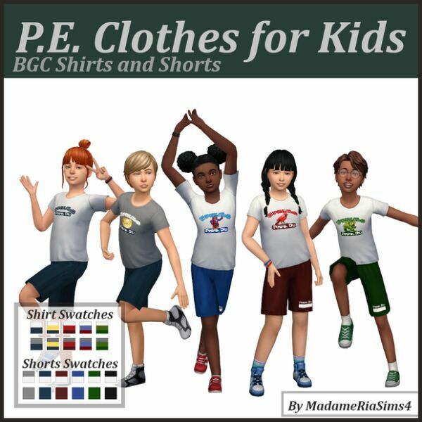 P.E. Clothes For Kids By Madameria 1 P.E. Clothes For Kids By Madameria Sims 4 CC