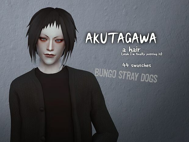 Bungou Stray Dogs – Akutagawa Hair By DRO 1 Bungou Stray Dogs – Akutagawa Hair By DRO Sims 4 CC