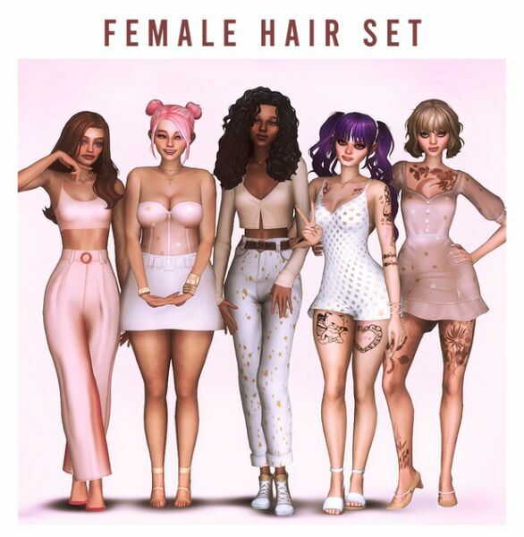 Female Hair SET By Kamiiri 1 Female Hair SET By Kamiiri Sims 4 CC