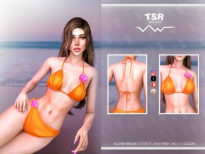 Flower Bikini SET-371 (TOP) BD1023 By Busra-Tr Sims 4 CC