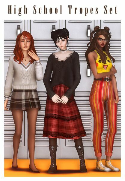 High School Tropes SET By Kamiiri 1 High School Tropes SET By Kamiiri Sims 4 CC