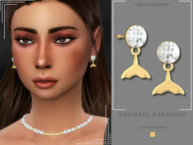 Mermaid Earrings V2 By Glitterberryfly 1 Mermaid Earrings V2 By Glitterberryfly Sims 4 CC