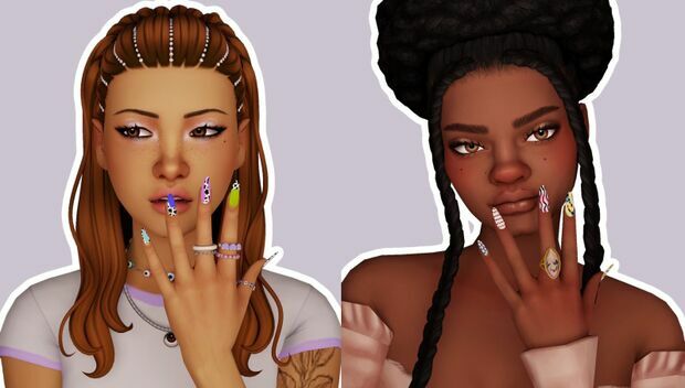 Mismatched Nails 2 By Kissyck 1 Mismatched Nails 2 By Kissyck Sims 4 CC