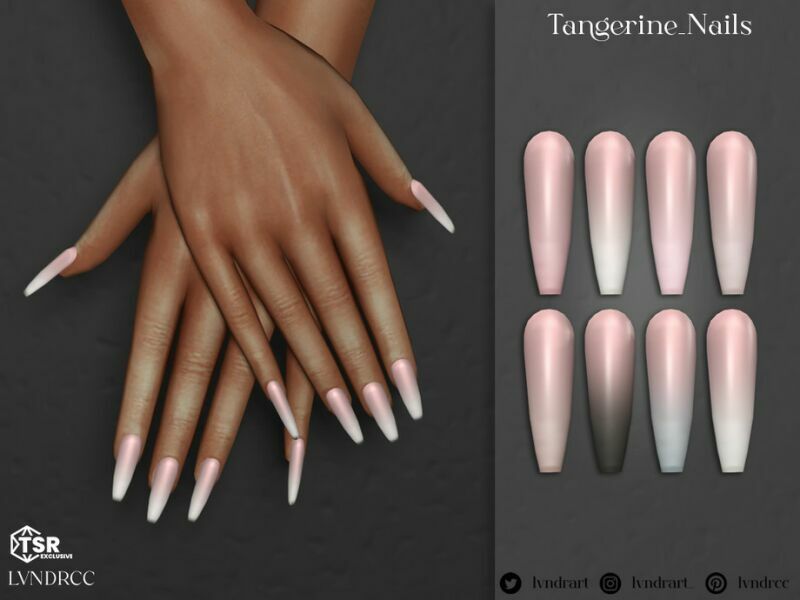 Tangerine Nails By Lvndrcc 1 Tangerine Nails By Lvndrcc Sims 4 CC