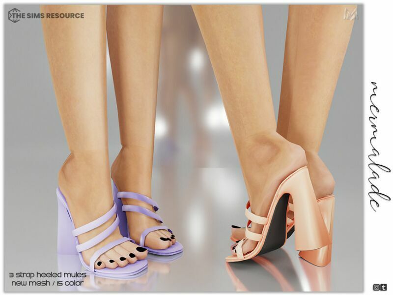 3 Strap Heeled Mules S09 By Mermaladesimtr 1 3 Strap Heeled Mules S09 By Mermaladesimtr Sims 4 CC