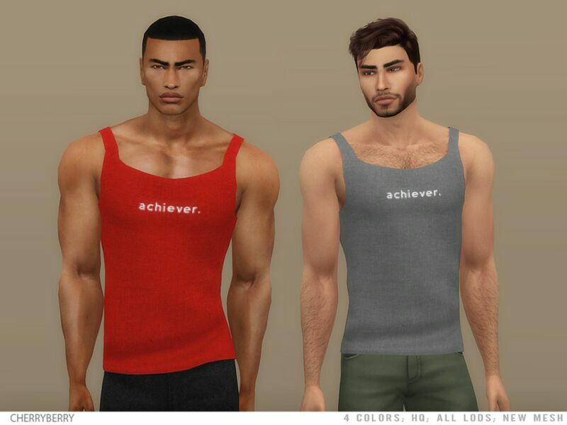 Achiever – Men’S Tank TOP By Cherryberrysim 1 Achiever – Men’S Tank TOP By Cherryberrysim Sims 4 CC