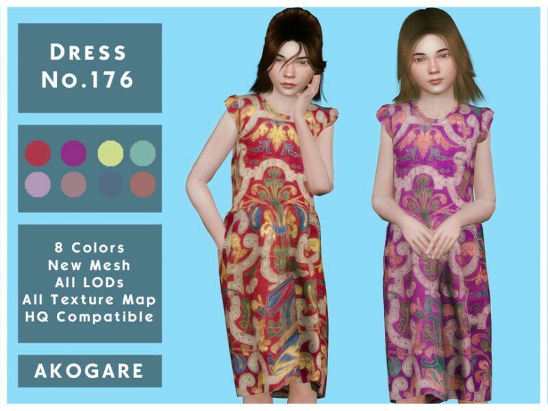 Akogare Dress NO.176 By _Akogare_ 1 Akogare Dress NO.176 By _Akogare_ Sims 4 CC