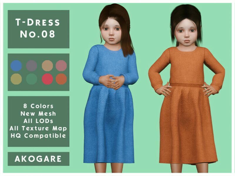 Akogare T-Dress NO.08 By _Akogare_ 1 Akogare T-Dress NO.08 By _Akogare_ Sims 4 CC