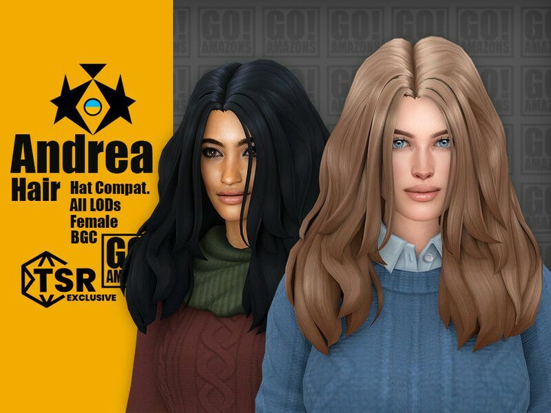 Andrea Hair 1 Andrea Hair Sims 4 CC