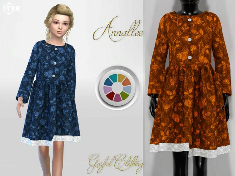 Annallee – Cute Dress With Floral Pattern By Garfiel 1 Annallee – Cute Dress With Floral Pattern By Garfiel Sims 4 CC