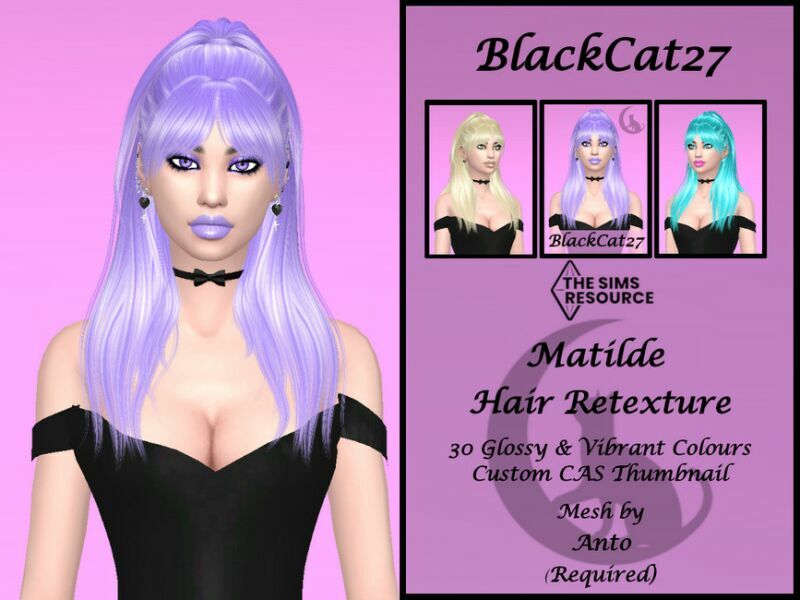 Anto Matilde Hair Retexture (Mesh Needed) By Blackcat27 1 Anto Matilde Hair Retexture (Mesh Needed) By Blackcat27 Sims 4 CC