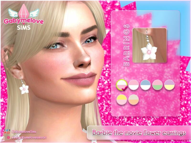 Barbie The Movie Flower Earrings 1 Barbie The Movie Flower Earrings Sims 4 CC
