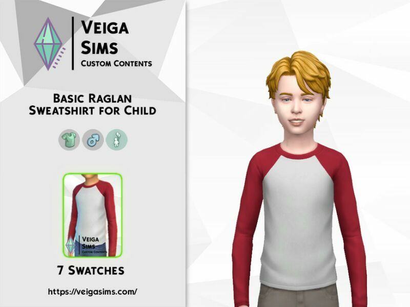 Basic Raglan Sweatshirt For Child 1 Basic Raglan Sweatshirt For Child Sims 4 CC
