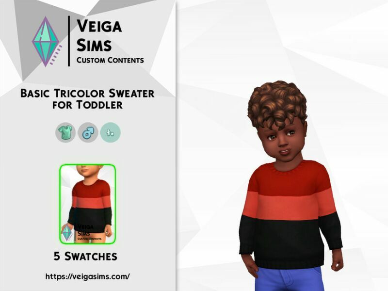 Basic Tricolor Sweaters For Toddler 1 Basic Tricolor Sweaters For Toddler Sims 4 CC