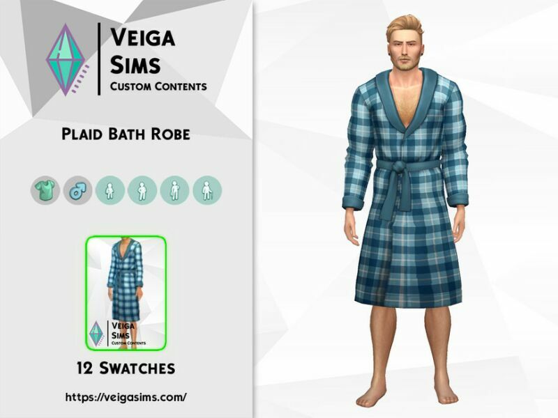 Bath Plaid Robe Sims 4 CC