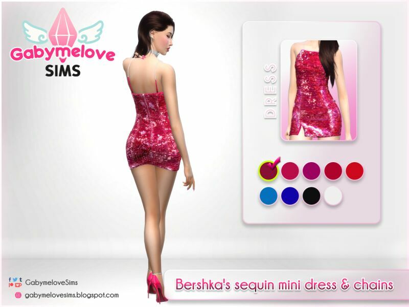Bershka’S Sequin Mini Dress & Chains 2 sims 4 cc bershkas sequin mini dress chains 2