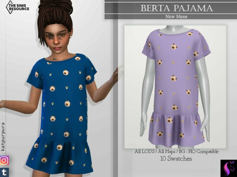 Berta Pajama By Katpurpura 1 Berta Pajama By Katpurpura Sims 4 CC