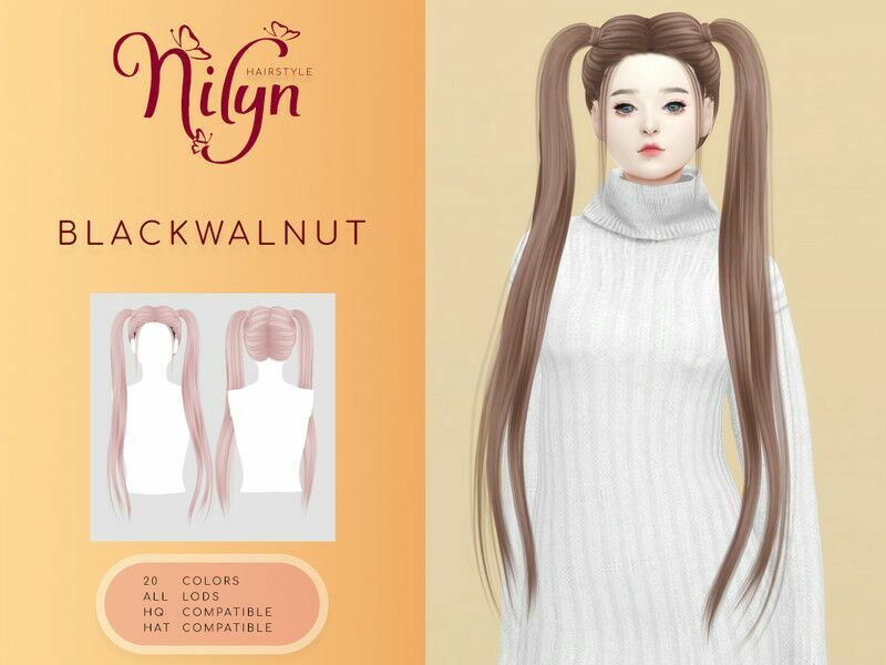 Black Walnut Hair By Nilyn 1 Black Walnut Hair By Nilyn Sims 4 CC