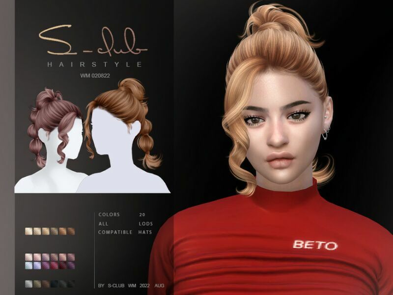 Bubble Hairstyle (Lilou020822) By S-Club 1 Bubble Hairstyle (Lilou020822) By S-Club Sims 4 CC