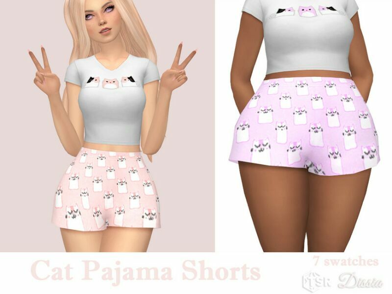 CAT Pajama Shorts By Dissia 1 CAT Pajama Shorts By Dissia Sims 4 CC