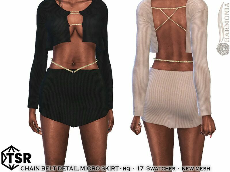Chain Detail Belt Micro Skirt By Harmonia 1 Chain Detail Belt Micro Skirt By Harmonia Sims 4 CC