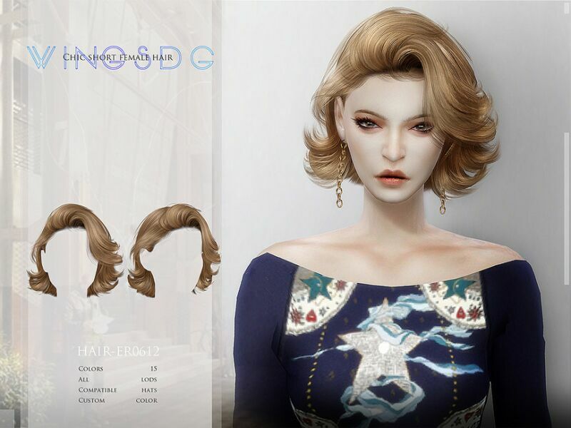 Chic Short Female Hair ER0612 By Wingssims 1 Chic Short Female Hair ER0612 By Wingssims Sims 4 CC