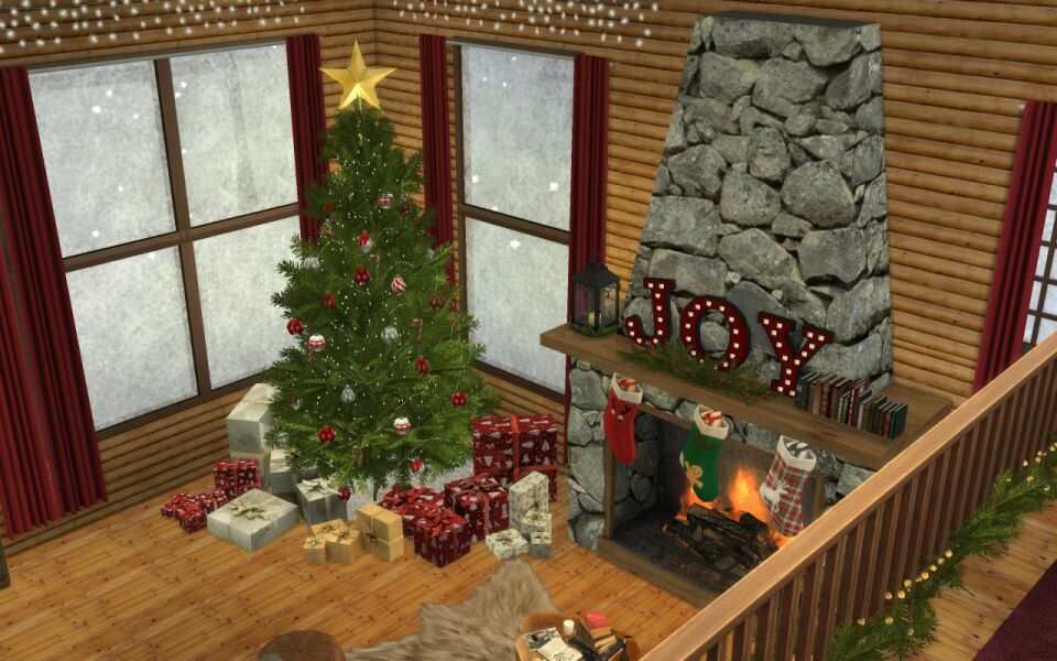 Christmas LOG Cabin CC Build By Similebuilds 11 sims 4 cc christmas log cabin cc build by similebuilds 2