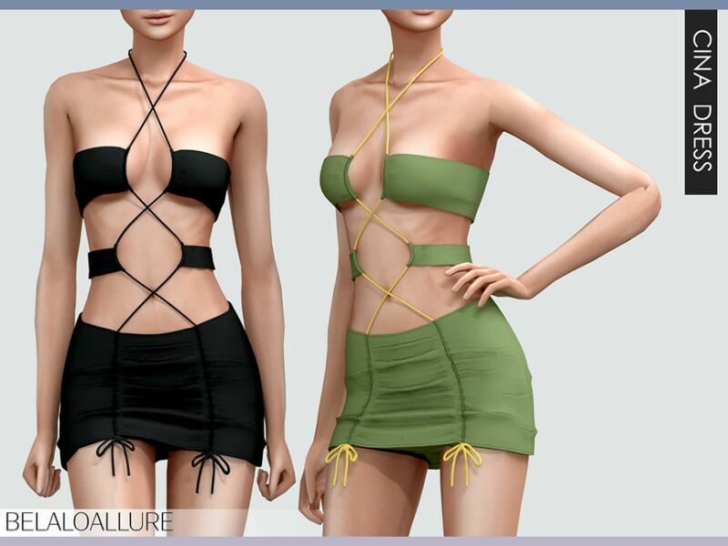 Cina Wrap Dress (Patreon) By Belal1997 1 Cina Wrap Dress (Patreon) By Belal1997 Sims 4 CC
