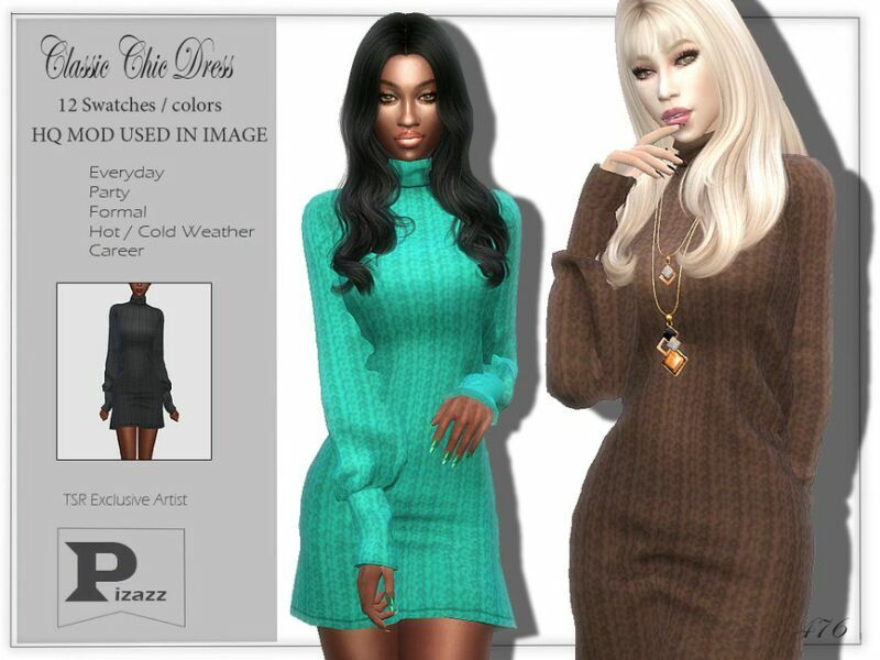 Classic Chic Dress By Pizazz 1 Classic Chic Dress By Pizazz Sims 4 CC