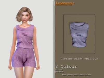 Clothes SET04 -BEI TOP By Luminousls Sims 4 CC