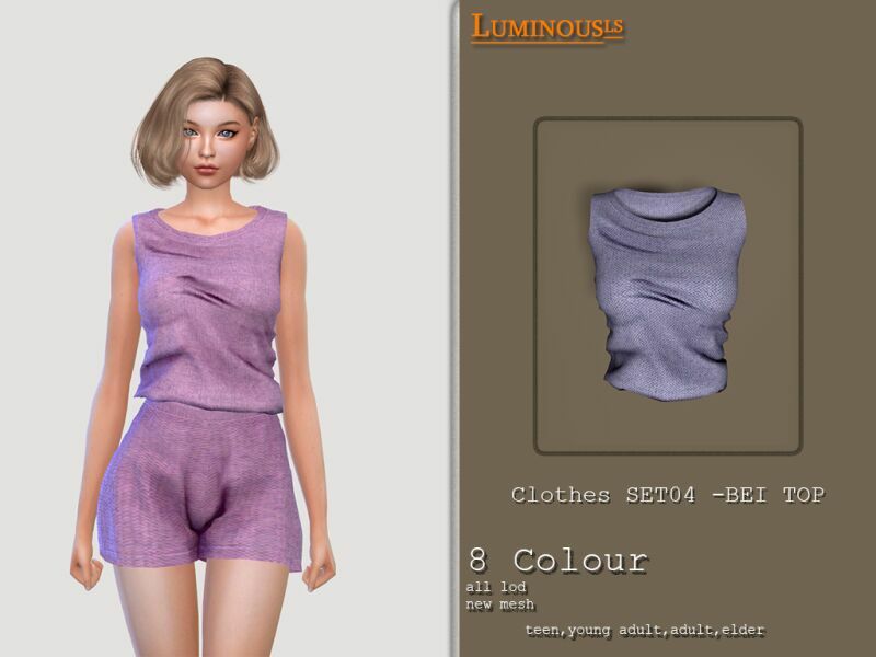 Clothes SET04 -BEI TOP By Luminousls 1 Clothes SET04 -BEI TOP By Luminousls Sims 4 CC
