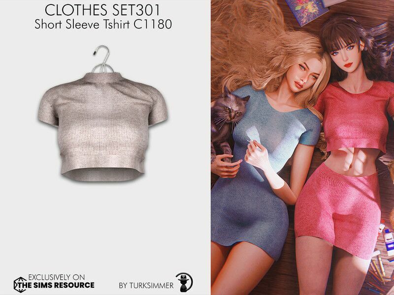 Clothes SET301 – Short Sleeve Tshirt C1180 1 Clothes SET301 – Short Sleeve Tshirt C1180 Sims 4 CC