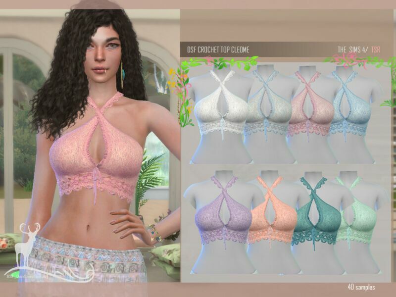 Crochet TOP Cleome By Dansimsfantasy 1 Crochet TOP Cleome By Dansimsfantasy Sims 4 CC