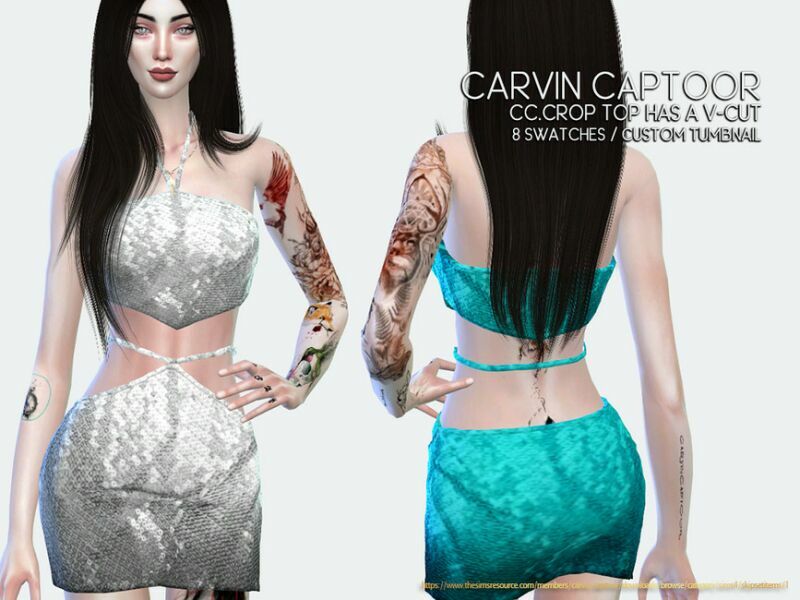 Crop TOP HAS A V-Cut 1 Crop TOP HAS A V-Cut Sims 4 CC