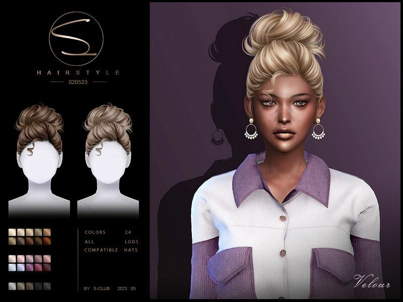Curly Updo Hairstyle-010623 Mona 1 Curly Updo Hairstyle-010623 Mona Sims 4 CC