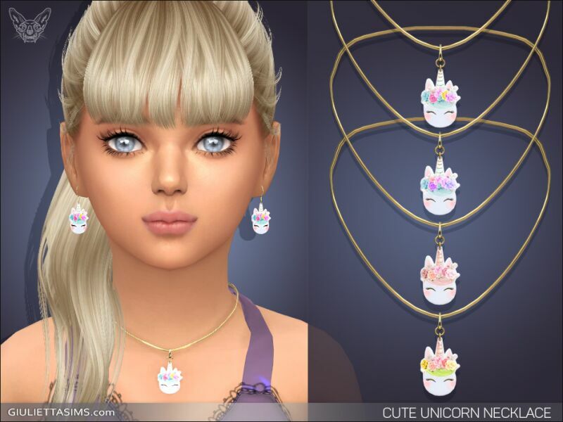 Cute Unicorn Necklace For Kids By Giulietta 1 Cute Unicorn Necklace For Kids By Giulietta Sims 4 CC