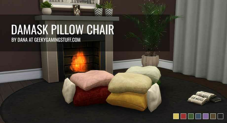 Damask Pillow Chair By Geekygamingstuff 1 Damask Pillow Chair By Geekygamingstuff Sims 4 CC