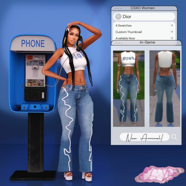 Dior Tank & Jaded Jeans 3 sims 4 cc dior tank jaded jeans 2