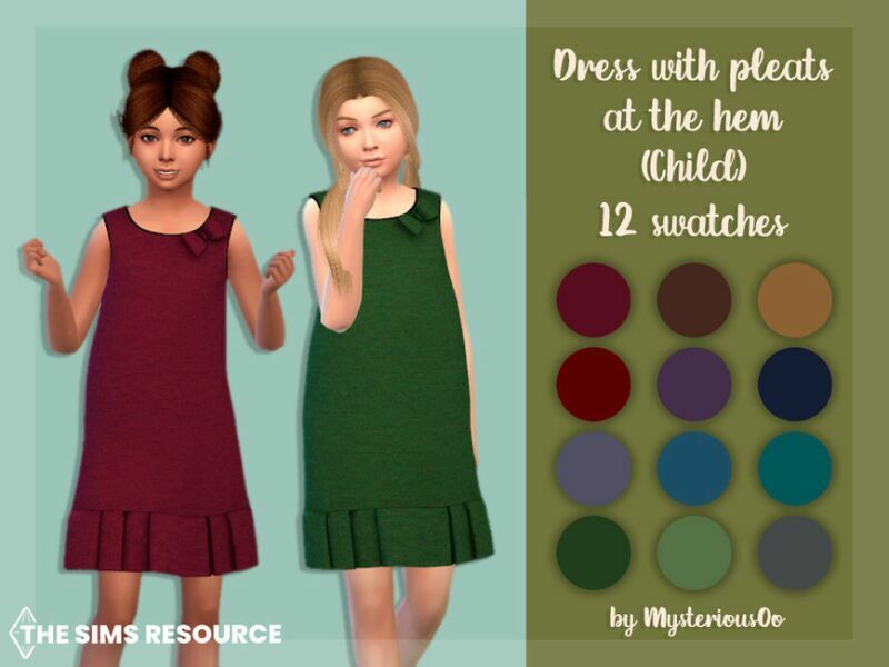 Dress With Pleats At The HEM Child By Mysteriousoo 1 Dress With Pleats At The HEM Child By Mysteriousoo Sims 4 CC