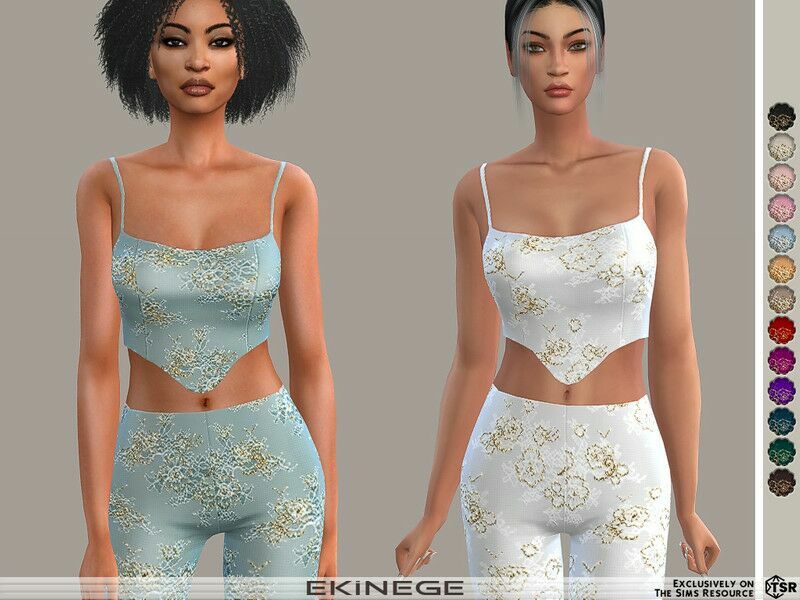 Embellished Lace Crop TOP – SET32-3 1 Embellished Lace Crop TOP – SET32-3 Sims 4 CC