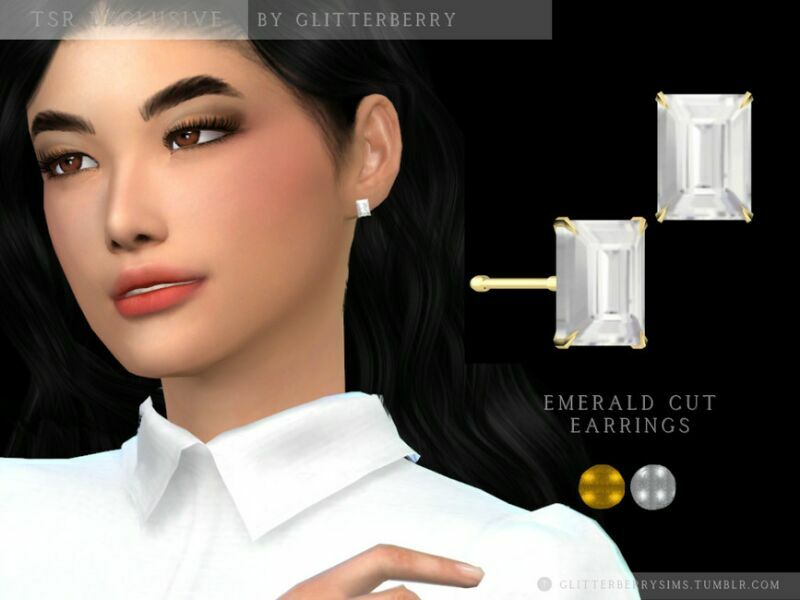 Emerald CUT Earring By Glitterberryfly 1 Emerald CUT Earring By Glitterberryfly Sims 4 CC