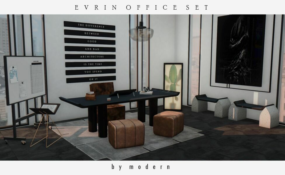 Evrin Office SET By Modern 1 Evrin Office SET By Modern Sims 4 CC