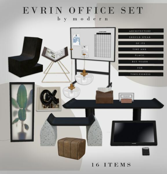 Evrin Office SET By Modern 2 sims 4 cc evrin office set by modern 2