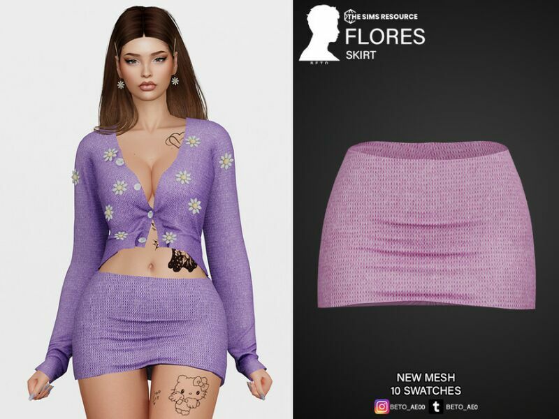 Flores (Skirt) 1 Flores (Skirt) Sims 4 CC