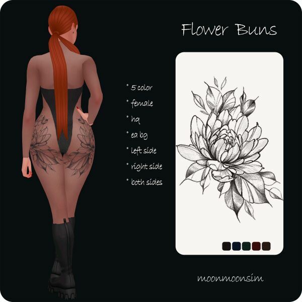 Flower Buns Tattoo By Moonmoonsim 1 Flower Buns Tattoo By Moonmoonsim Sims 4 CC