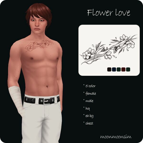 Flower Love Tattoo 1 Flower Love Tattoo Sims 4 CC