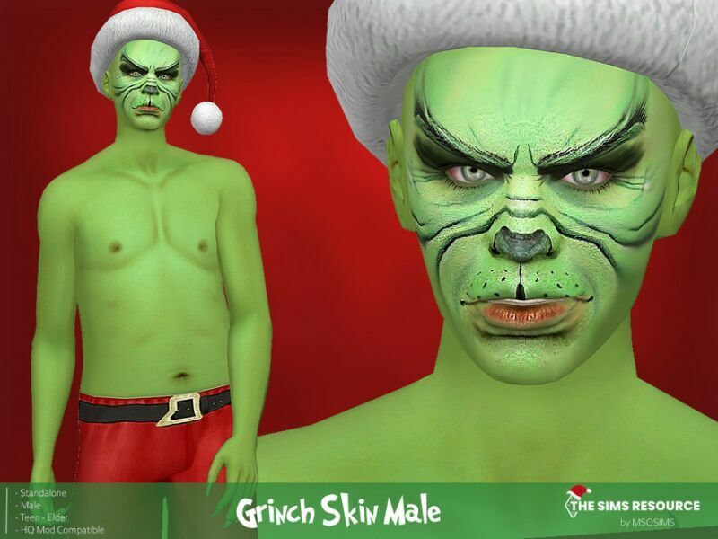 Grinch Skin Male By Msqsims 1 Grinch Skin Male By Msqsims Sims 4 CC